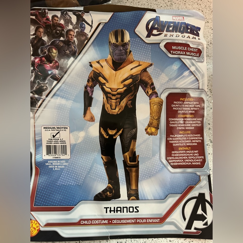 Avengers Endgame Thanos Kids Costume Size Medium 8-10 Youth, Brand New